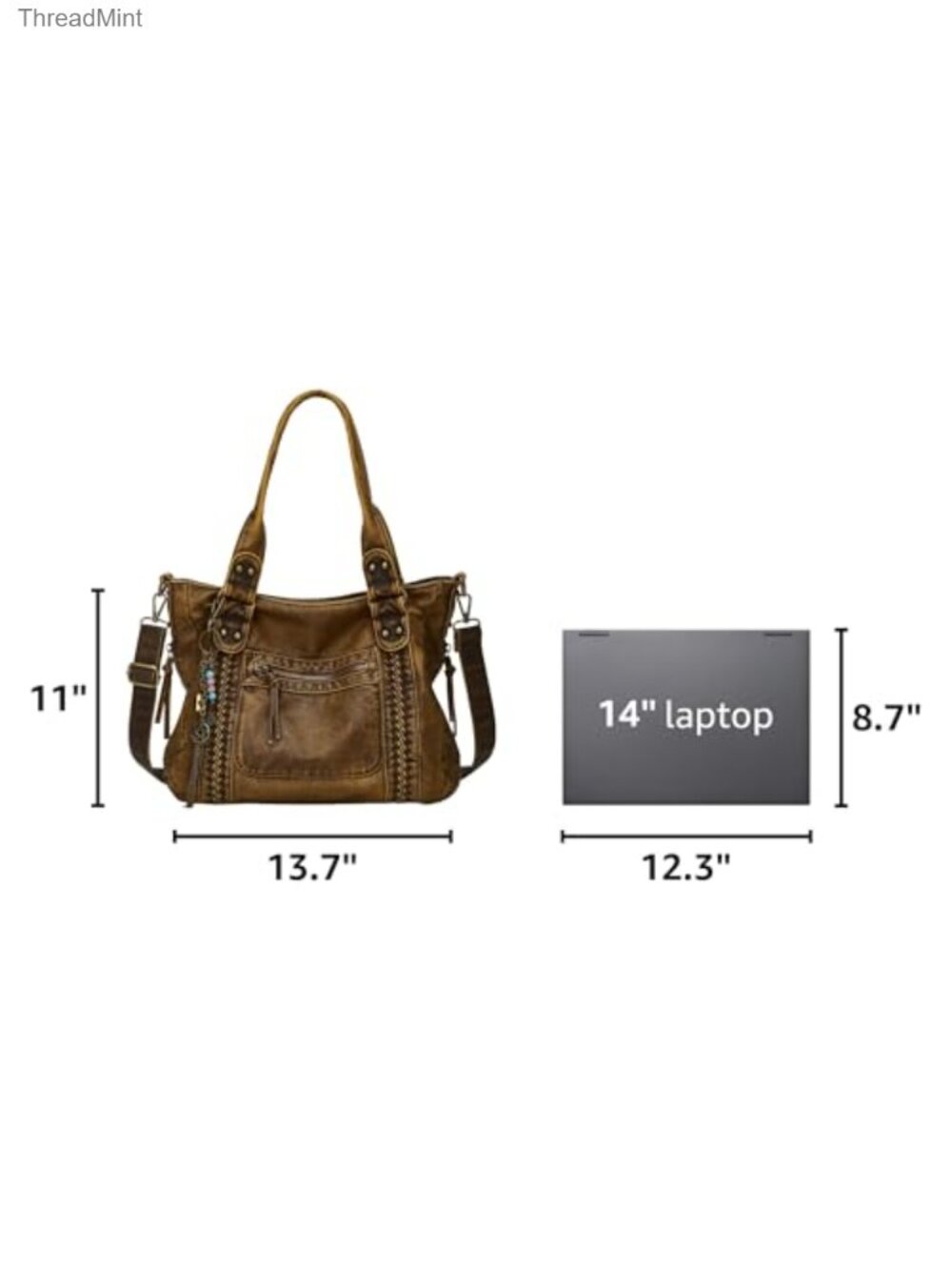 Faux Leather Crossbody Hobo Bag Large Tote Shoulder Purse Women Soft Vintage Y2K - Picture 2 of 6